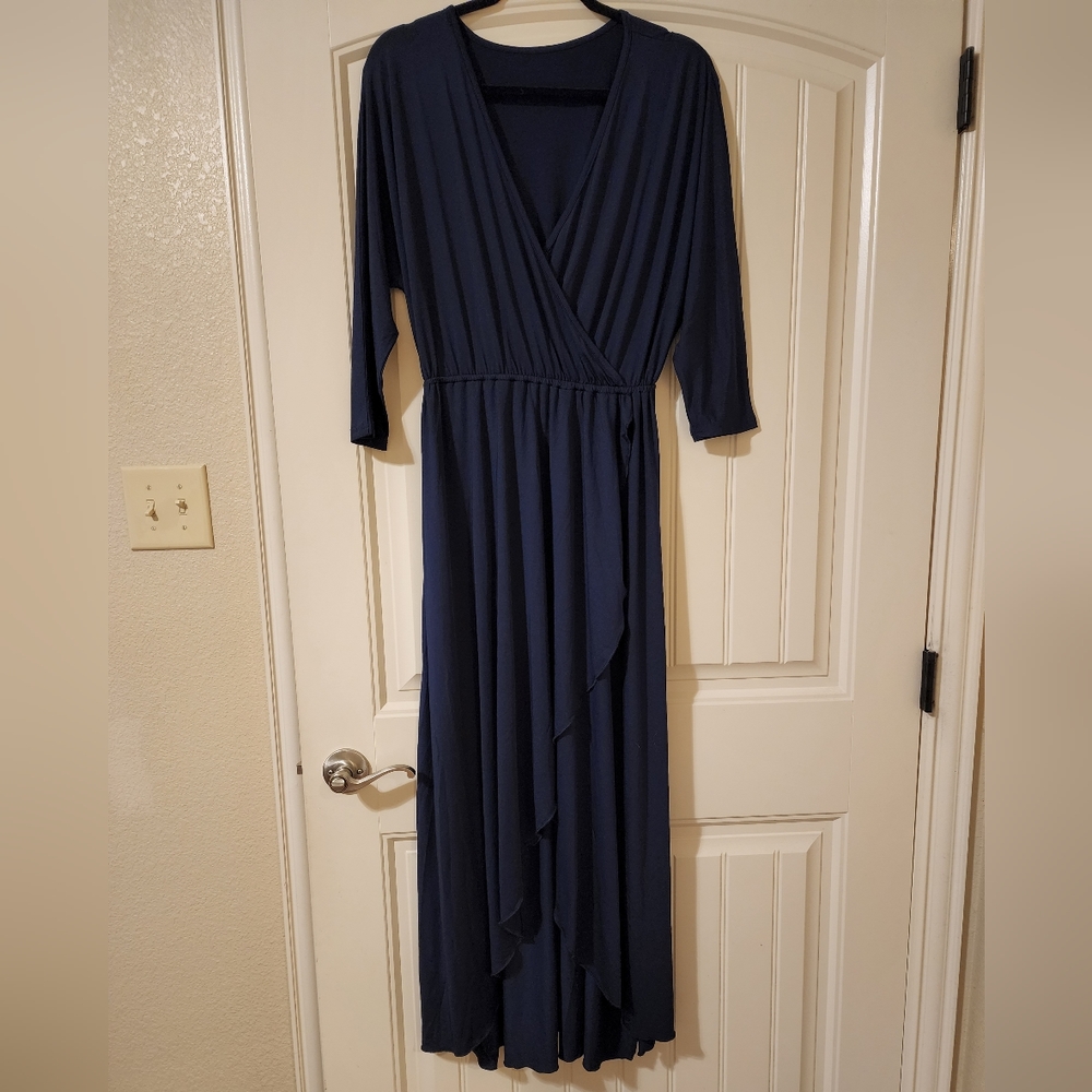 High-Low ¾ Sleeve Wrap Dress